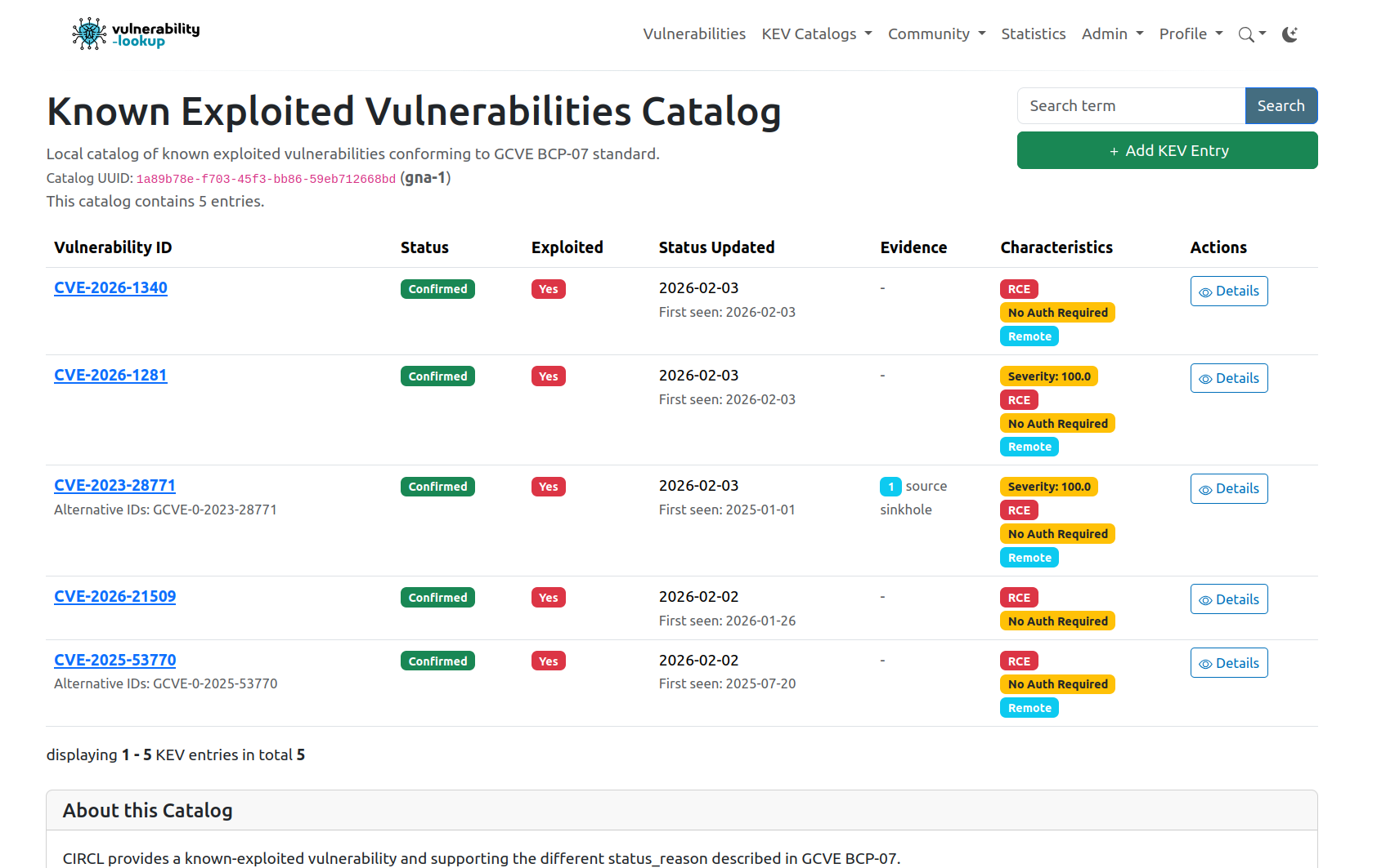 KEV support in vulnerability-lookup 3.0
